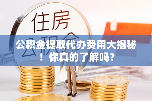 壤塘公积金提取代办费用大揭秘！你真的了解吗？