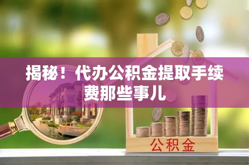 壤塘揭秘！代办公积金提取手续费那些事儿